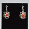 Red Bells with Mistletoe Silver Earrings product 1
